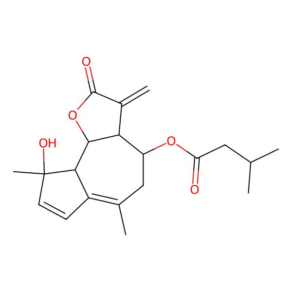 2D Structure of (9-hydroxy-6,9-dimethyl-3-methylidene-2-oxo-4,5,9a,9b-tetrahydro-3aH-azuleno[4,5-b]furan-4-yl) 3-methylbutanoate