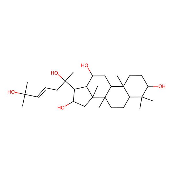 2D Structure of 17-(2,6-dihydroxy-6-methylhept-4-en-2-yl)-4,4,8,10,14-pentamethyl-2,3,5,6,7,9,11,12,13,15,16,17-dodecahydro-1H-cyclopenta[a]phenanthrene-3,12,16-triol