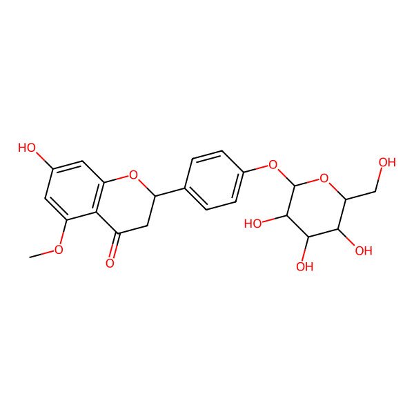 2D Structure of (2R)-7-hydroxy-5-methoxy-2-[4-[(2S,3R,4S,5S,6R)-3,4,5-trihydroxy-6-(hydroxymethyl)oxan-2-yl]oxyphenyl]-2,3-dihydrochromen-4-one