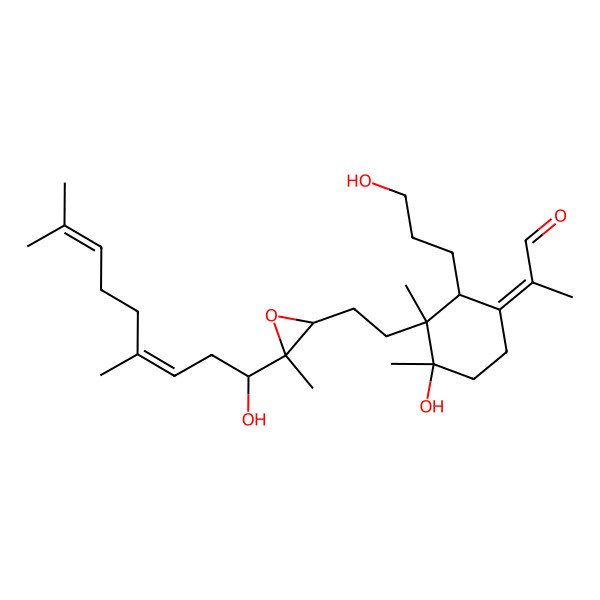 2D Structure of (2Z)-2-[(2R,3S,4S)-4-hydroxy-3-[2-[(2S,3S)-3-[(1R,3E)-1-hydroxy-4,8-dimethylnona-3,7-dienyl]-3-methyloxiran-2-yl]ethyl]-2-(3-hydroxypropyl)-3,4-dimethylcyclohexylidene]propanal