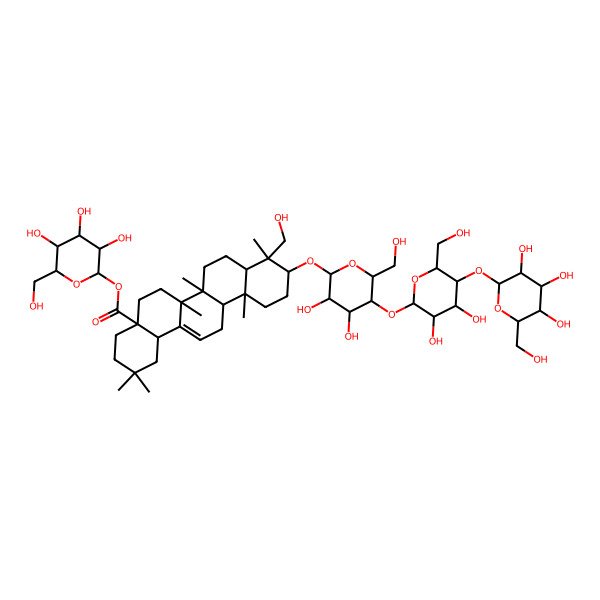 2D Structure of [3,4,5-Trihydroxy-6-(hydroxymethyl)oxan-2-yl] 10-[5-[3,4-dihydroxy-6-(hydroxymethyl)-5-[3,4,5-trihydroxy-6-(hydroxymethyl)oxan-2-yl]oxyoxan-2-yl]oxy-3,4-dihydroxy-6-(hydroxymethyl)oxan-2-yl]oxy-9-(hydroxymethyl)-2,2,6a,6b,9,12a-hexamethyl-1,3,4,5,6,6a,7,8,8a,10,11,12,13,14b-tetradecahydropicene-4a-carboxylate