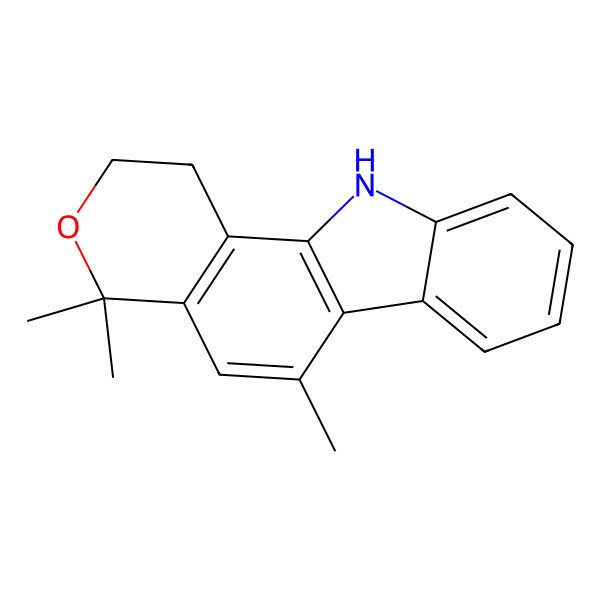2D Structure of 4,4,6-trimethyl-2,11-dihydro-1H-pyrano[4,3-a]carbazole