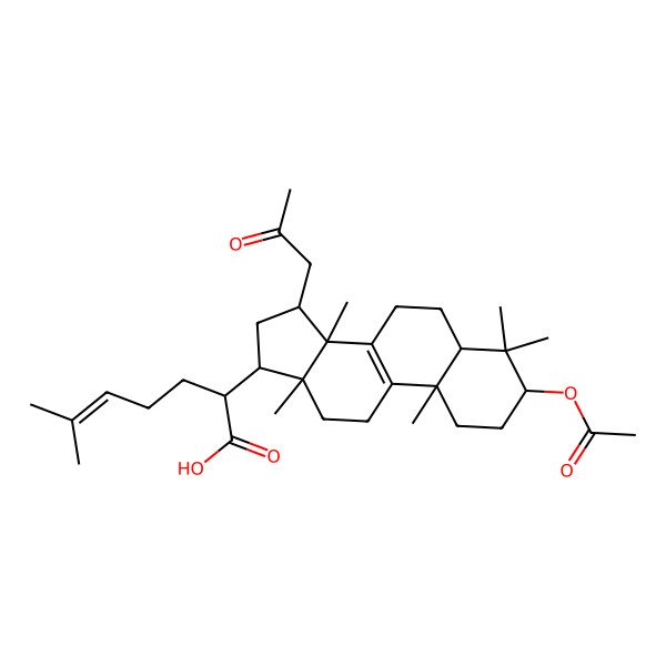 2D Structure of 2-[3-acetyloxy-4,4,10,13,14-pentamethyl-15-(2-oxopropyl)-2,3,5,6,7,11,12,15,16,17-decahydro-1H-cyclopenta[a]phenanthren-17-yl]-6-methylhept-5-enoic acid