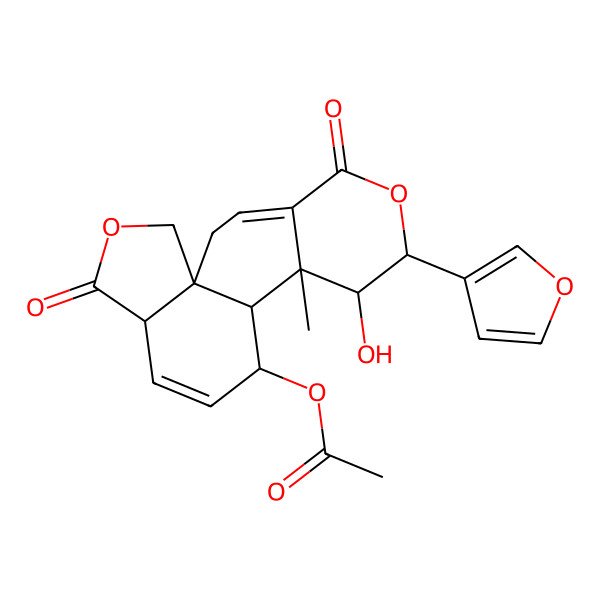 2D Structure of [7-(Furan-3-yl)-8-hydroxy-9-methyl-5,15-dioxo-6,16-dioxatetracyclo[8.7.0.01,14.04,9]heptadeca-3,12-dien-11-yl] acetate