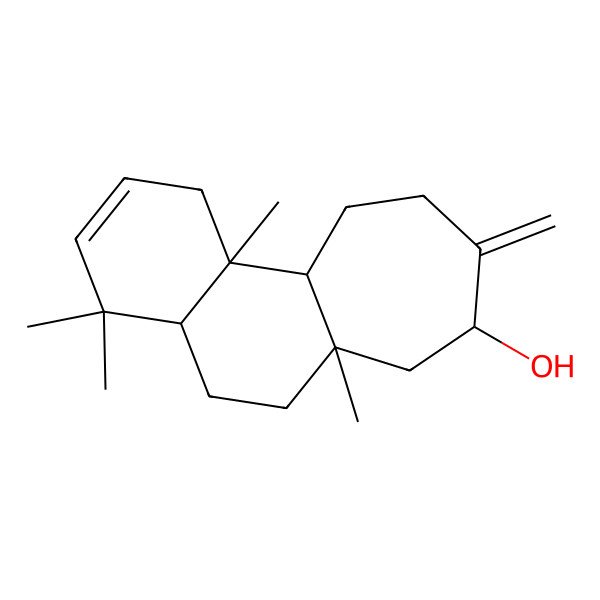 2D Structure of 4,4,6a,11b-tetramethyl-9-methylidene-4a,5,6,7,8,10,11,11a-octahydro-1H-cyclohepta[a]naphthalen-8-ol