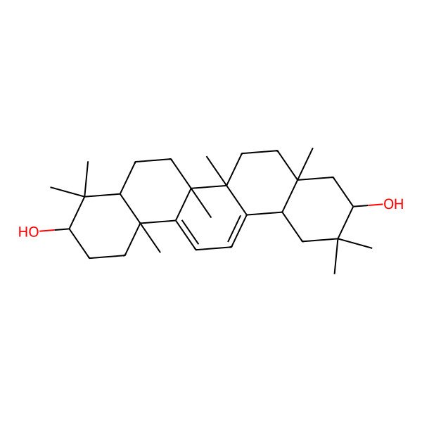 2D Structure of 4,4,6a,6b,8a,11,11,14b-Octamethyl-1,2,3,4a,5,6,7,8,9,10,12,12a-dodecahydropicene-3,10-diol