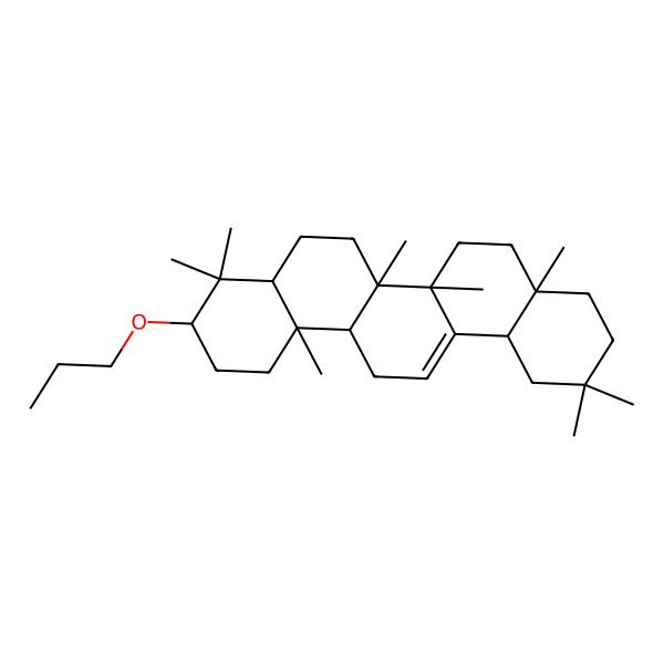 2D Structure of 4,4,6a,6b,8a,11,11,14b-Octamethyl-3-propoxy-1,2,3,4a,5,6,7,8,9,10,12,12a,14,14a-tetradecahydropicene