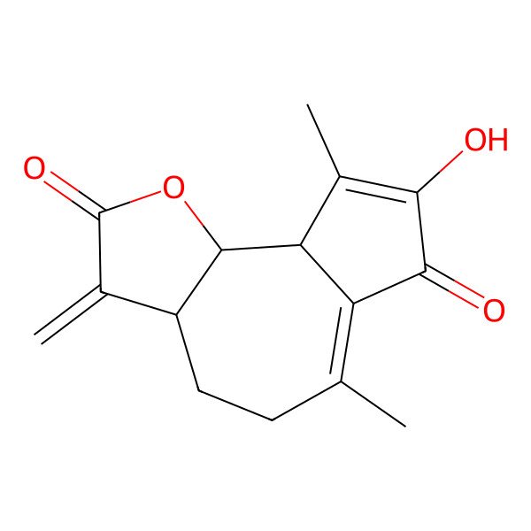 2D Structure of (3aS,9aS,9bS)-8-hydroxy-6,9-dimethyl-3-methylidene-4,5,9a,9b-tetrahydro-3aH-azuleno[4,5-b]furan-2,7-dione