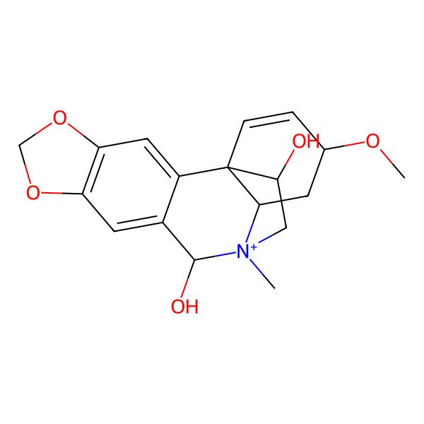 2D Structure of (1S,13S,15S,18R)-15-methoxy-12-methyl-5,7-dioxa-12-azoniapentacyclo[10.5.2.01,13.02,10.04,8]nonadeca-2,4(8),9,16-tetraene-11,18-diol