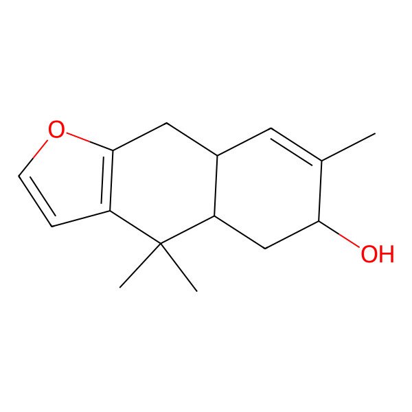 2D Structure of 4,4,7-trimethyl-5,6,8a,9-tetrahydro-4aH-benzo[f][1]benzofuran-6-ol
