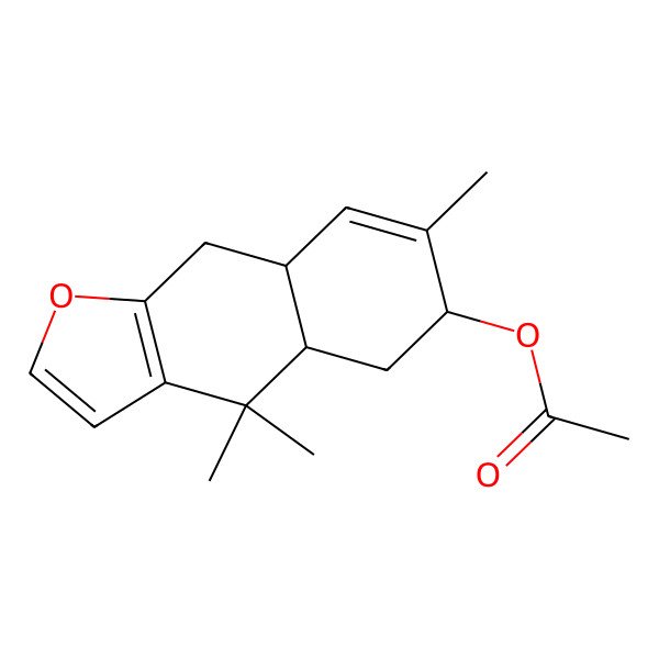 2D Structure of (4,4,7-trimethyl-5,6,8a,9-tetrahydro-4aH-benzo[f][1]benzofuran-6-yl) acetate
