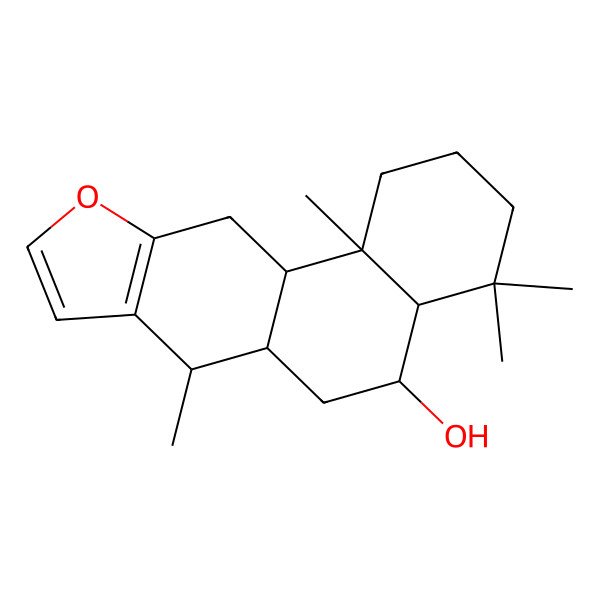 2D Structure of 4,4,7,11b-Tetramethyl-1,2,3,4a,5,6,6a,7,11,11a-decahydronaphtho[2,1-f][1]benzofuran-5-ol