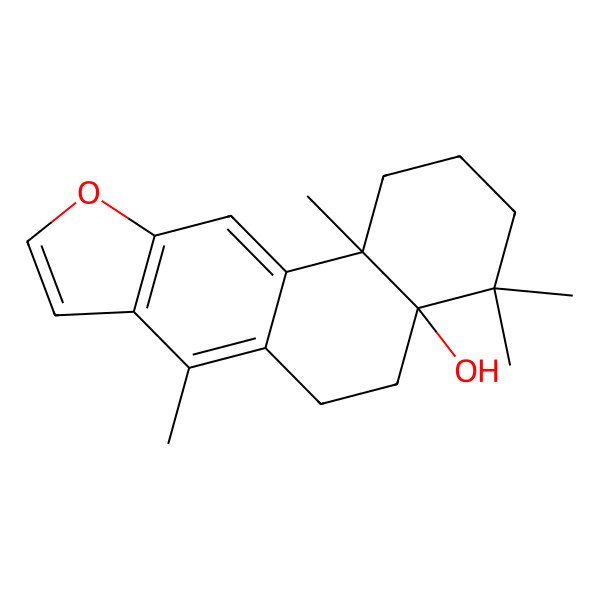 2D Structure of 4,4,7,11b-tetramethyl-2,3,5,6-tetrahydro-1H-naphtho[2,1-f][1]benzofuran-4a-ol