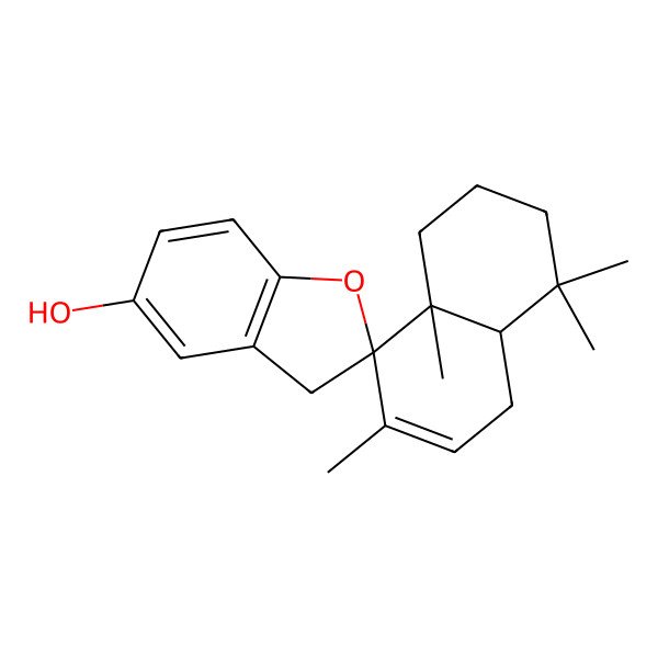 2D Structure of 4,4,7,8a-tetramethylspiro[2,3,4a,5-tetrahydro-1H-naphthalene-8,2'-3H-1-benzofuran]-5'-ol