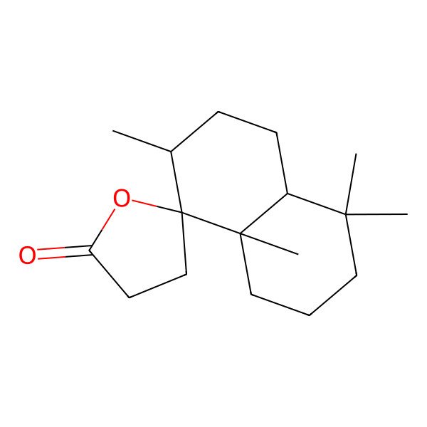 2D Structure of 4,4,7,8a-tetramethylspiro[2,3,4a,5,6,7-hexahydro-1H-naphthalene-8,5'-oxolane]-2'-one