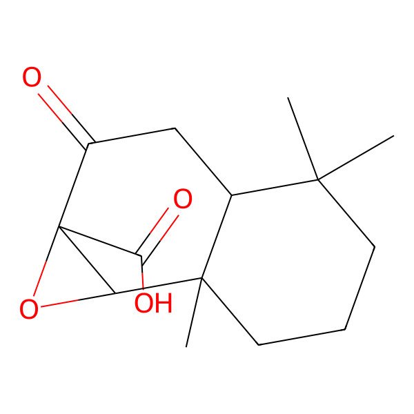 2D Structure of 4,4,7a-Trimethyl-2-oxo-3,3a,5,6,7,7b-hexahydronaphtho[1,2-b]oxirene-1a-carboxylic acid