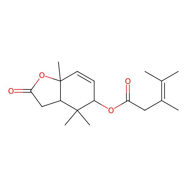 2D Structure of (4,4,7a-trimethyl-2-oxo-3a,5-dihydro-3H-1-benzofuran-5-yl) 3,4-dimethylpent-3-enoate