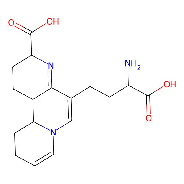 2D Structure of (3S,11aR,11bR)-5-[(3S)-3-amino-3-carboxypropyl]-2,3,10,11,11a,11b-hexahydro-1H-pyrido[2,1-f][1,6]naphthyridine-3-carboxylic acid