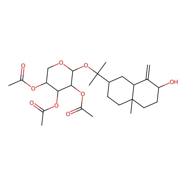 2D Structure of [(3R,4S,5R,6S)-6-[2-[(2R,4aS,7R,8aR)-7-hydroxy-4a-methyl-8-methylidene-1,2,3,4,5,6,7,8a-octahydronaphthalen-2-yl]propan-2-yloxy]-4,5-diacetyloxyoxan-3-yl] acetate