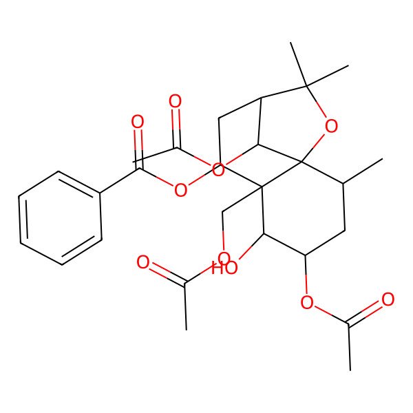 2D Structure of [(1R,2S,4R,5S,6R,7R,9S,12S)-4,12-diacetyloxy-6-(acetyloxymethyl)-5-hydroxy-2,10,10-trimethyl-11-oxatricyclo[7.2.1.01,6]dodecan-7-yl] benzoate