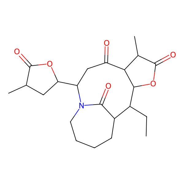 2D Structure of (1R,2S,3S,6R,10S)-2-ethyl-6-methyl-10-[(2S,4S)-4-methyl-5-oxooxolan-2-yl]-4-oxa-11-azatricyclo[9.4.1.03,7]hexadecane-5,8,16-trione