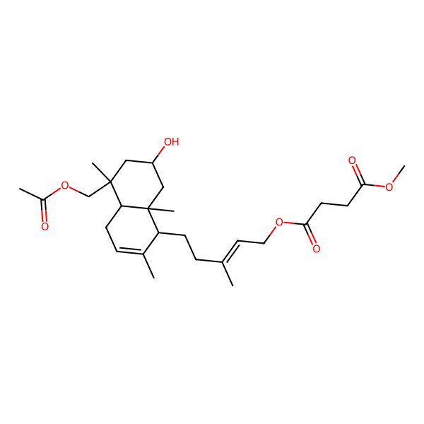 2D Structure of 4-O-[(E)-5-[(1S,4aR,5S,7R,8aR)-5-(acetyloxymethyl)-7-hydroxy-2,5,8a-trimethyl-1,4,4a,6,7,8-hexahydronaphthalen-1-yl]-3-methylpent-2-enyl] 1-O-methyl butanedioate