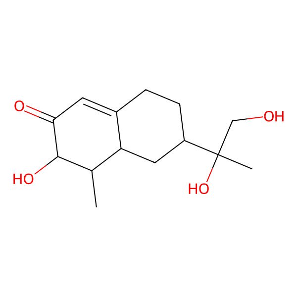2D Structure of 4,4a,5,6,7-hexahydro-3-hydroxy-6-(1',2'-dihydroxy-1'-methylethyl)-4-methyl-2(3H)-naphthalenone