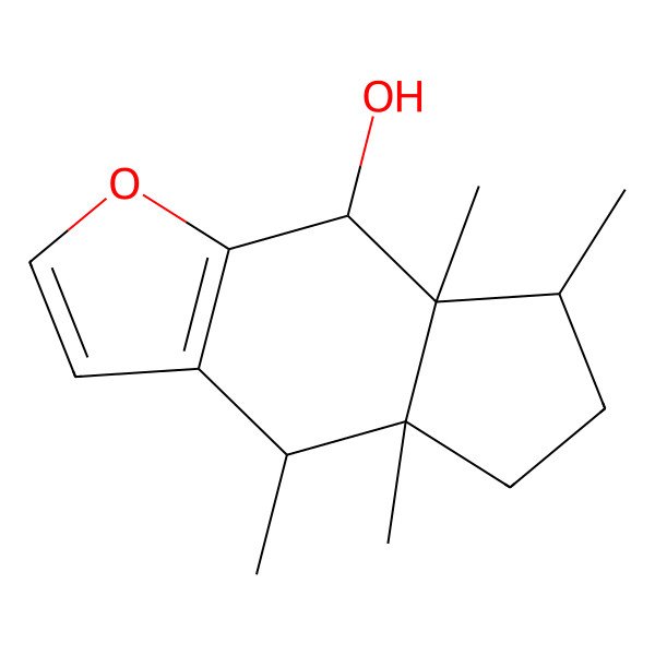 2D Structure of 4,4a,7,7a-tetramethyl-5,6,7,8-tetrahydro-4H-cyclopenta[f][1]benzofuran-8-ol