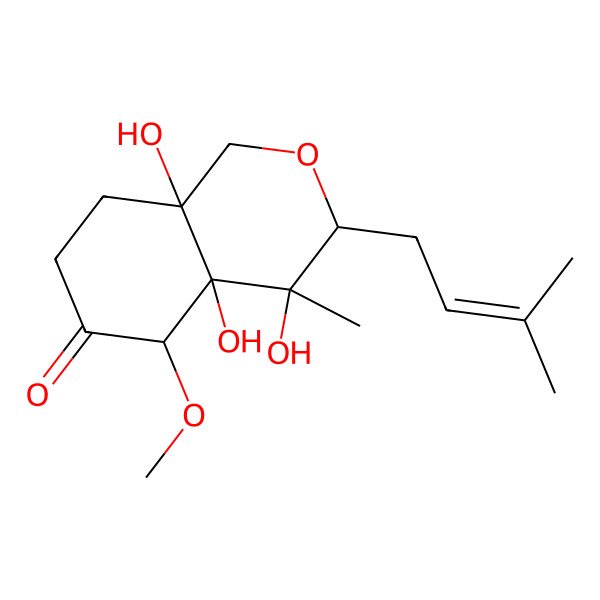 2D Structure of 4,4a,8a-trihydroxy-5-methoxy-4-methyl-3-(3-methylbut-2-enyl)-3,5,7,8-tetrahydro-1H-isochromen-6-one