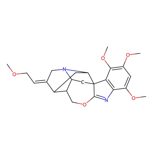 2D Structure of (1S,12R,13R,16Z,17S,19R)-3,4,6-trimethoxy-16-(2-methoxyethylidene)-10-oxa-8,14-diazahexacyclo[11.6.1.01,9.02,7.012,17.014,19]icosa-2(7),3,5,8-tetraene
