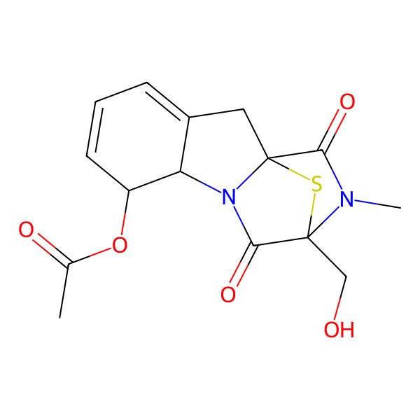 2D Structure of [11-(Hydroxymethyl)-12-methyl-10,13-dioxo-14-thia-9,12-diazatetracyclo[9.2.1.01,9.03,8]tetradeca-3,5-dien-7-yl] acetate