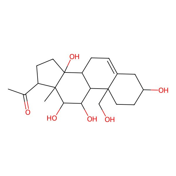 2D Structure of 1-[(3S,8R,9S,10S,11S,12S,13S,14S,17R)-3,11,12,14-tetrahydroxy-10-(hydroxymethyl)-13-methyl-1,2,3,4,7,8,9,11,12,15,16,17-dodecahydrocyclopenta[a]phenanthren-17-yl]ethanone