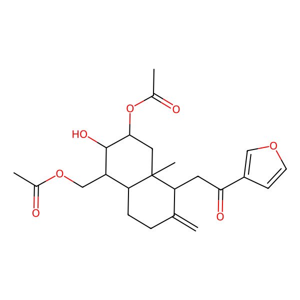 2D Structure of [(1R,2S,3R,4aR,5R,8aR)-3-acetyloxy-5-[2-(furan-3-yl)-2-oxoethyl]-2-hydroxy-4a-methyl-6-methylidene-1,2,3,4,5,7,8,8a-octahydronaphthalen-1-yl]methyl acetate