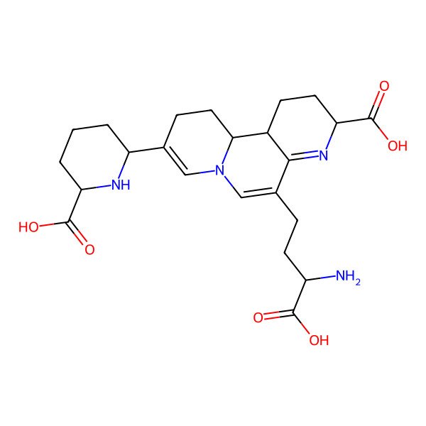 2D Structure of 5-(3-amino-3-carboxypropyl)-9-(6-carboxypiperidin-2-yl)-2,3,10,11,11a,11b-hexahydro-1H-pyrido[2,1-f][1,6]naphthyridine-3-carboxylic acid