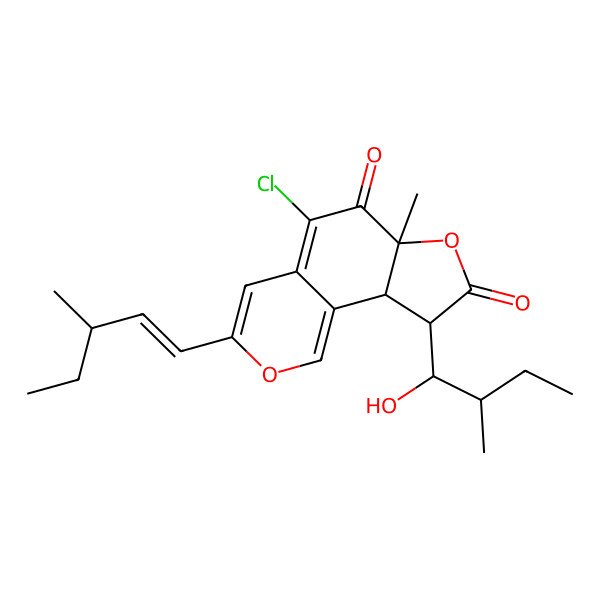 2D Structure of 5-Chloro-9-(1-hydroxy-2-methylbutyl)-6a-methyl-3-(3-methylpent-1-enyl)-9,9a-dihydrofuro[2,3-h]isochromene-6,8-dione