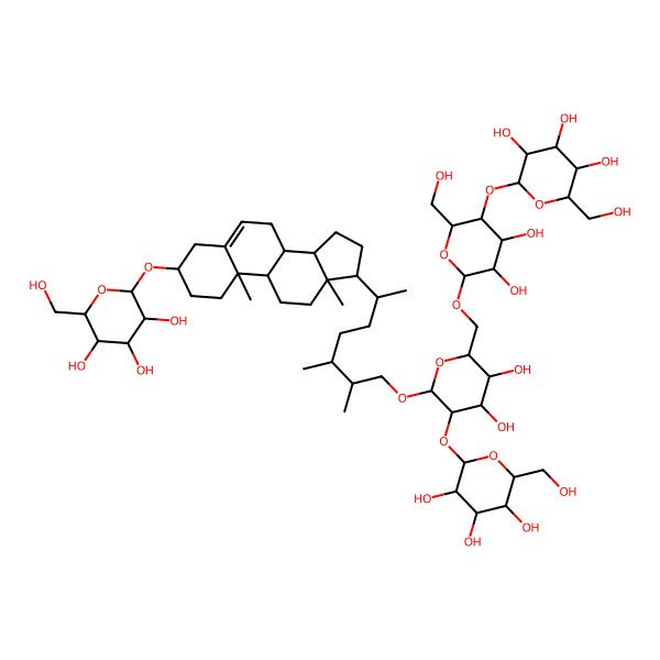 2D Structure of 2-[[17-[7-[6-[[3,4-dihydroxy-6-(hydroxymethyl)-5-[3,4,5-trihydroxy-6-(hydroxymethyl)oxan-2-yl]oxyoxan-2-yl]oxymethyl]-4,5-dihydroxy-3-[3,4,5-trihydroxy-6-(hydroxymethyl)oxan-2-yl]oxyoxan-2-yl]oxy-5,6-dimethylheptan-2-yl]-10,13-dimethyl-2,3,4,7,8,9,11,12,14,15,16,17-dodecahydro-1H-cyclopenta[a]phenanthren-3-yl]oxy]-6-(hydroxymethyl)oxane-3,4,5-triol