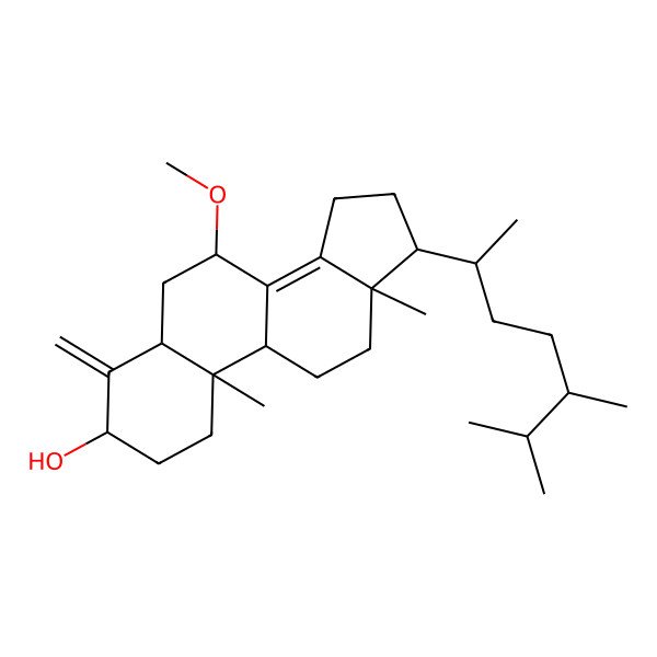 2D Structure of 17-(5,6-Dimethylheptan-2-yl)-7-methoxy-10,13-dimethyl-4-methylidene-1,2,3,5,6,7,9,11,12,15,16,17-dodecahydrocyclopenta[a]phenanthren-3-ol