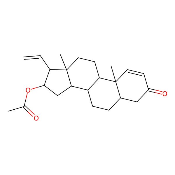 2D Structure of [(10R,13S,16S,17R)-17-ethenyl-10,13-dimethyl-3-oxo-4,5,6,7,8,9,11,12,14,15,16,17-dodecahydrocyclopenta[a]phenanthren-16-yl] acetate