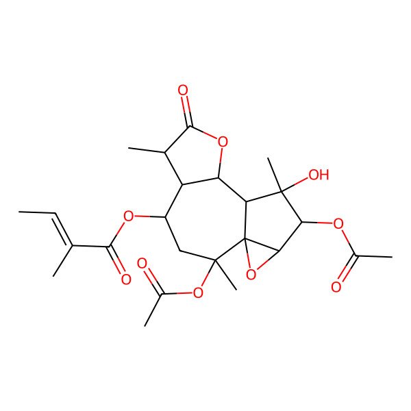 2D Structure of [(1S,2R,4S,5R,6S,9S,10S,11S,12S,13R)-2,12-diacetyloxy-11-hydroxy-2,6,11-trimethyl-7-oxo-8,14-dioxatetracyclo[8.4.0.01,13.05,9]tetradecan-4-yl] (Z)-2-methylbut-2-enoate