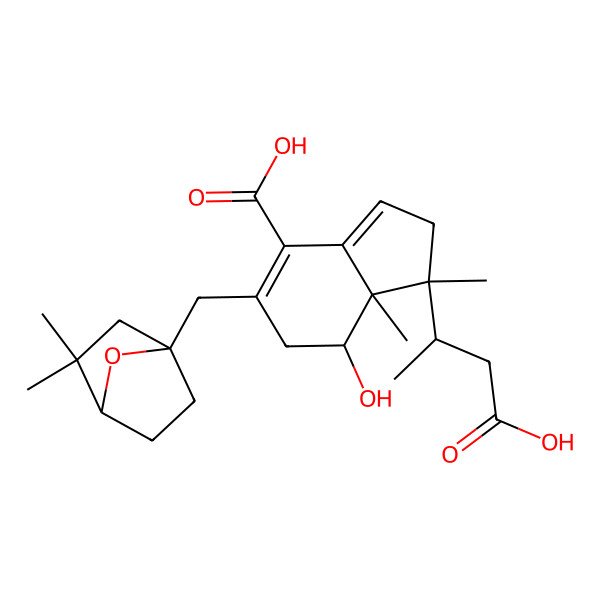 2D Structure of 1-(1-Carboxypropan-2-yl)-5-[(3,3-dimethyl-7-oxabicyclo[2.2.1]heptan-1-yl)methyl]-7-hydroxy-1,7a-dimethyl-2,6,7,7a-tetrahydro-1H-indene-4-carboxylic acid