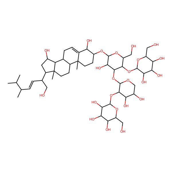 2D Structure of 2-[6-[[4,15-dihydroxy-17-(1-hydroxy-5,6-dimethylhept-3-en-2-yl)-10,13-dimethyl-2,3,4,7,8,9,11,12,14,15,16,17-dodecahydro-1H-cyclopenta[a]phenanthren-3-yl]oxy]-4-[4,5-dihydroxy-3-[3,4,5-trihydroxy-6-(hydroxymethyl)oxan-2-yl]oxyoxan-2-yl]oxy-5-hydroxy-2-(hydroxymethyl)oxan-3-yl]oxy-6-(hydroxymethyl)oxane-3,4,5-triol