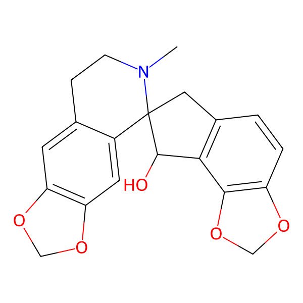 2D Structure of (7R,8R)-6'-methylspiro[6,8-dihydrocyclopenta[g][1,3]benzodioxole-7,5'-7,8-dihydro-[1,3]dioxolo[4,5-g]isoquinoline]-8-ol