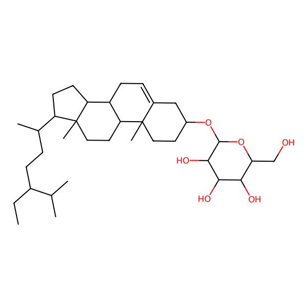 2D Structure of (2R,3R,4S,5S,6R)-2-[[(3R,8S,9S,10R,13R,14S,17R)-17-[(2R,5R)-5-ethyl-6-methylheptan-2-yl]-10,13-dimethyl-2,3,4,7,8,9,11,12,14,15,16,17-dodecahydro-1H-cyclopenta[a]phenanthren-3-yl]oxy]-6-(hydroxymethyl)oxane-3,4,5-triol