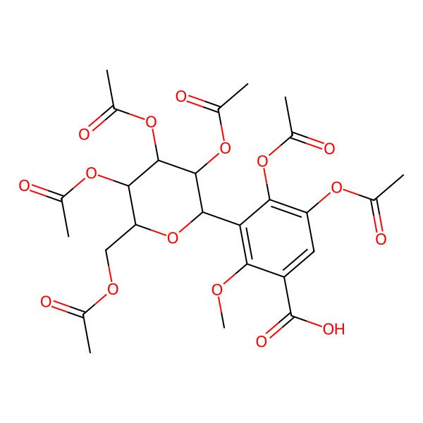 2D Structure of 4,5-Diacetyloxy-2-methoxy-3-[3,4,5-triacetyloxy-6-(acetyloxymethyl)oxan-2-yl]benzoic acid