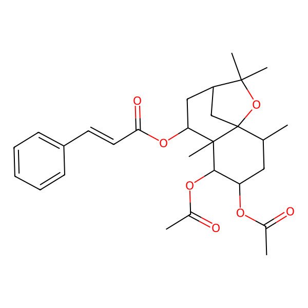 2D Structure of (4,5-Diacetyloxy-2,6,10,10-tetramethyl-11-oxatricyclo[7.2.1.01,6]dodecan-7-yl) 3-phenylprop-2-enoate