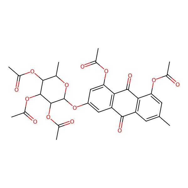 2D Structure of [4,5-Diacetyloxy-6-(4,5-diacetyloxy-7-methyl-9,10-dioxoanthracen-2-yl)oxy-2-methyloxan-3-yl] acetate