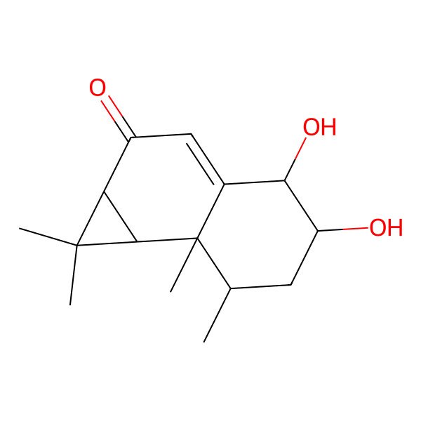2D Structure of 4,5-Dihydroxy-1,1,7,7a-tetramethyl-1a,4,5,6,7,7b-hexahydrocyclopropa[a]naphthalen-2-one