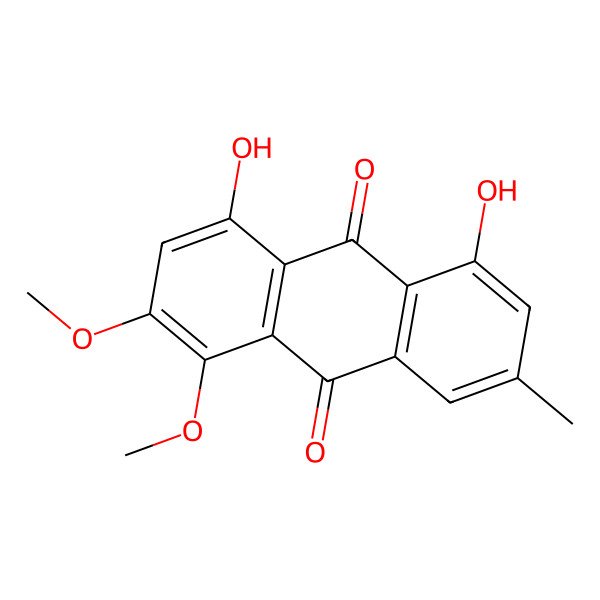 2D Structure of 4,5-Dihydroxy-1,2-dimethoxy-7-methylanthracene-9,10-dione