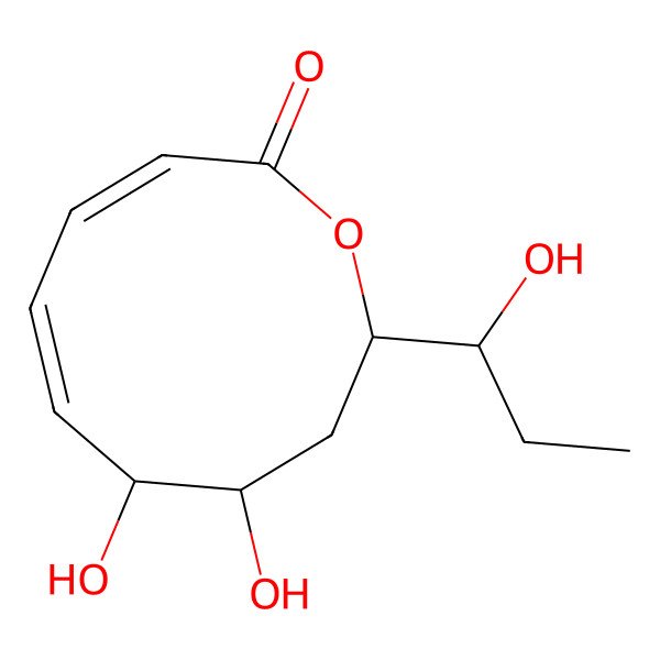 2D Structure of 4,5-Dihydroxy-2-(1-hydroxypropyl)-2,3,4,5-tetrahydrooxecin-10-one
