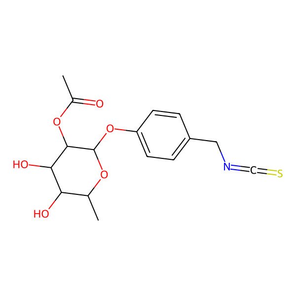 2D Structure of [4,5-Dihydroxy-2-[4-(isothiocyanatomethyl)phenoxy]-6-methyloxan-3-yl] acetate